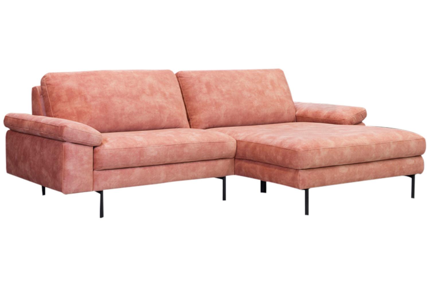 SOFA VISAO Pink Velvet - Schwarz/Rosa, Textil (236/86/160cm) - KAWOLA