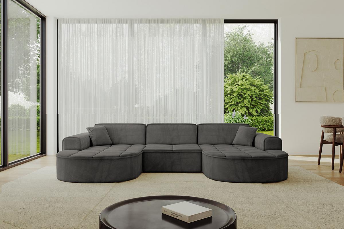 WOHNLANDSCHAFT TARO-U1 - 303x171x79,5 cm Dunkelgrau - Dunkelgrau, Holzwerkstoff/Textil (303/79.5/171cm) - ALTDECOR