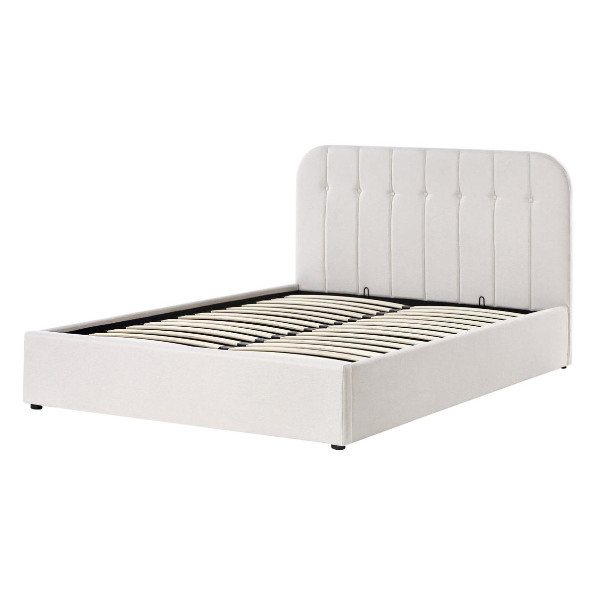 BETT mit Stauraum 140/200 cm Stoff Cremeweiß Challans - Creme, Textil (140/200cm) - Beliani