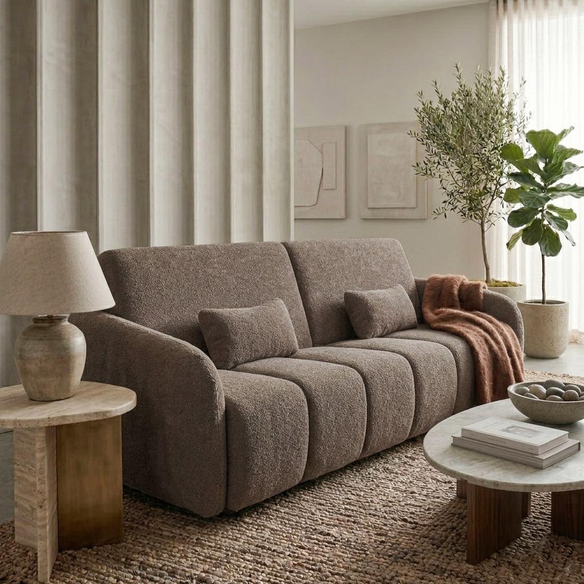 SCHLAFSOFA Carla 3-Sitzer mit Schlaffunktion, Braun - Braun, Textil (225/93/100cm) - Beautysofa