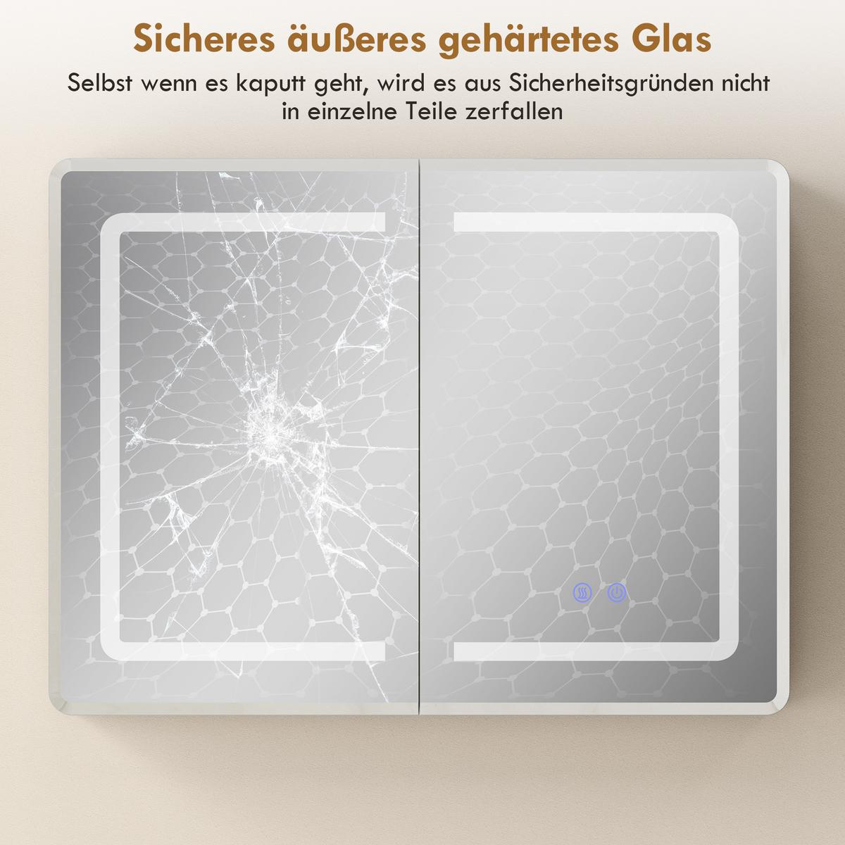 SPIEGELGLAS mit Sicherheitsglas aus Aluminium Silber - Silberfarben, Glas (13.5/60/80cm) - HOMCOM