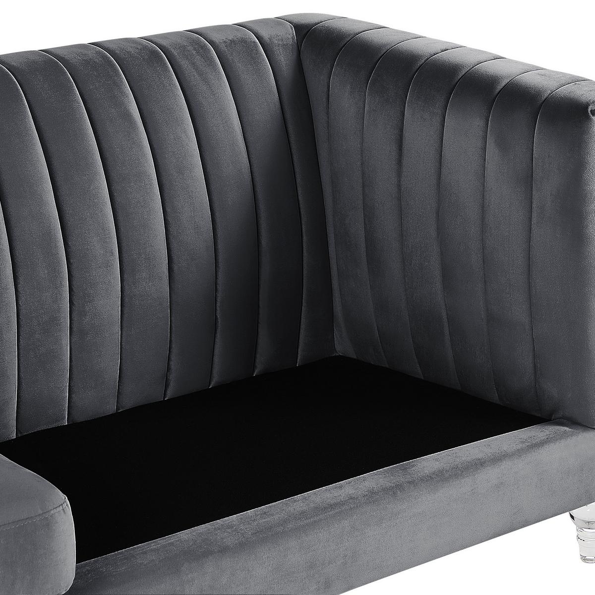 3-SITZER-SOFA Samtstoff Dunkelgrau Arvika - Dunkelgrau, Textil (204/75/78cm) - Beliani