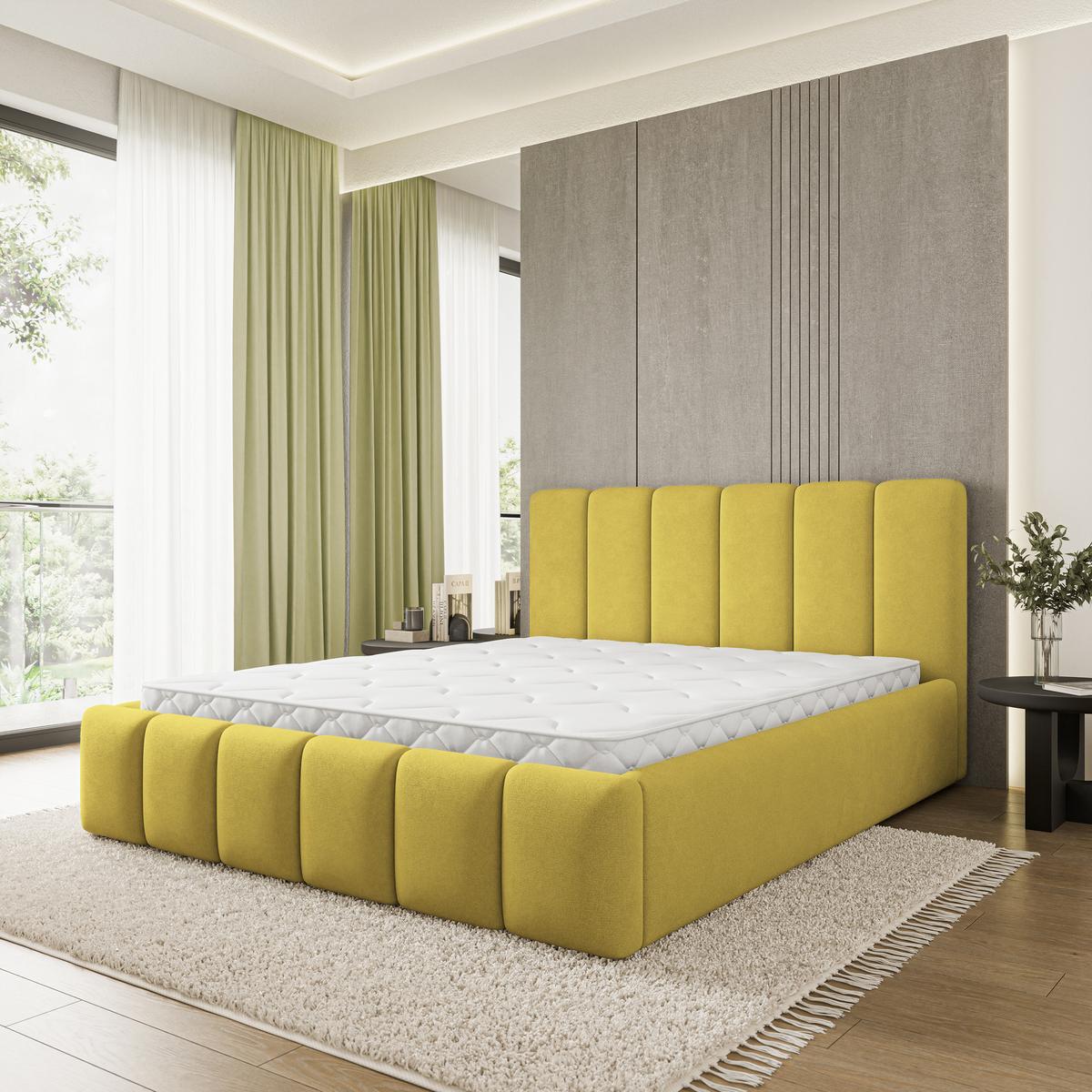 POLSTERBETT ATTORA SR 140x200 cm mit Bettkästen - Gelb - Gelb, Holz (140/200cm) - MASSENO
