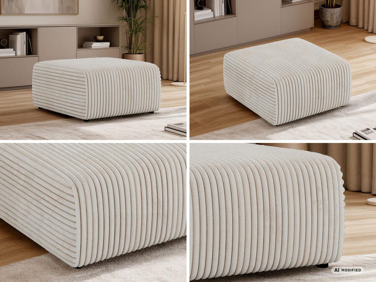 POUF NESSARO - Beige Cord - Beige/Schwarz, Kunststoff/Textil (87/44/96cm) - MKS