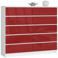 KOMMODE Weiß, Rot Glanz 121/138/40 - Weiß, Holzwerkstoff (138/121/40cm) - RAUMHIRSCH FURNITURE