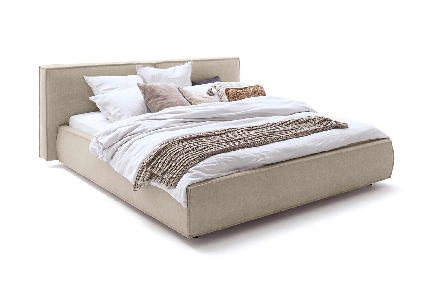 POLSTERBETT CARLO Taupe Flachgewebe - Taupe, Textil (160/200cm) - KAWOLA