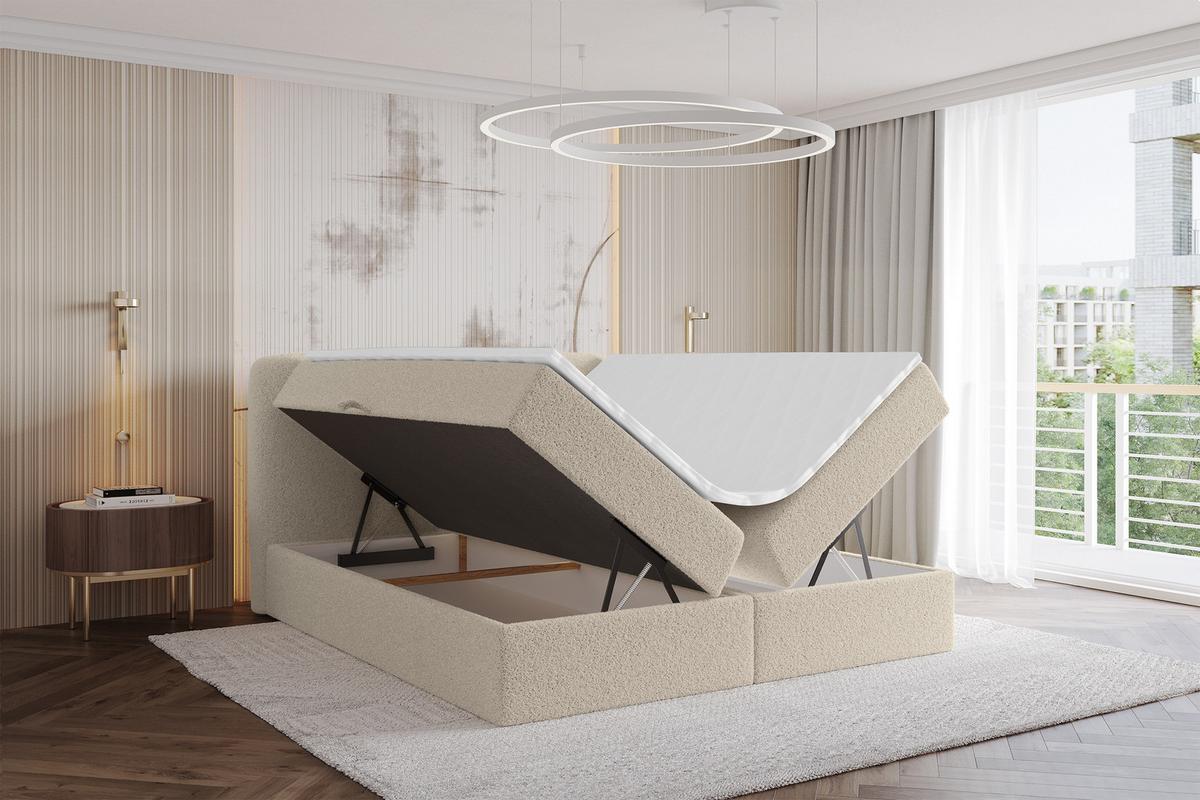 BOXBETT mit Matratze H4 - NINA - 180x200 cm Dunkelbeige - Baltimorefarben, Holzwerkstoff (180/200cm) - ALTDECOR