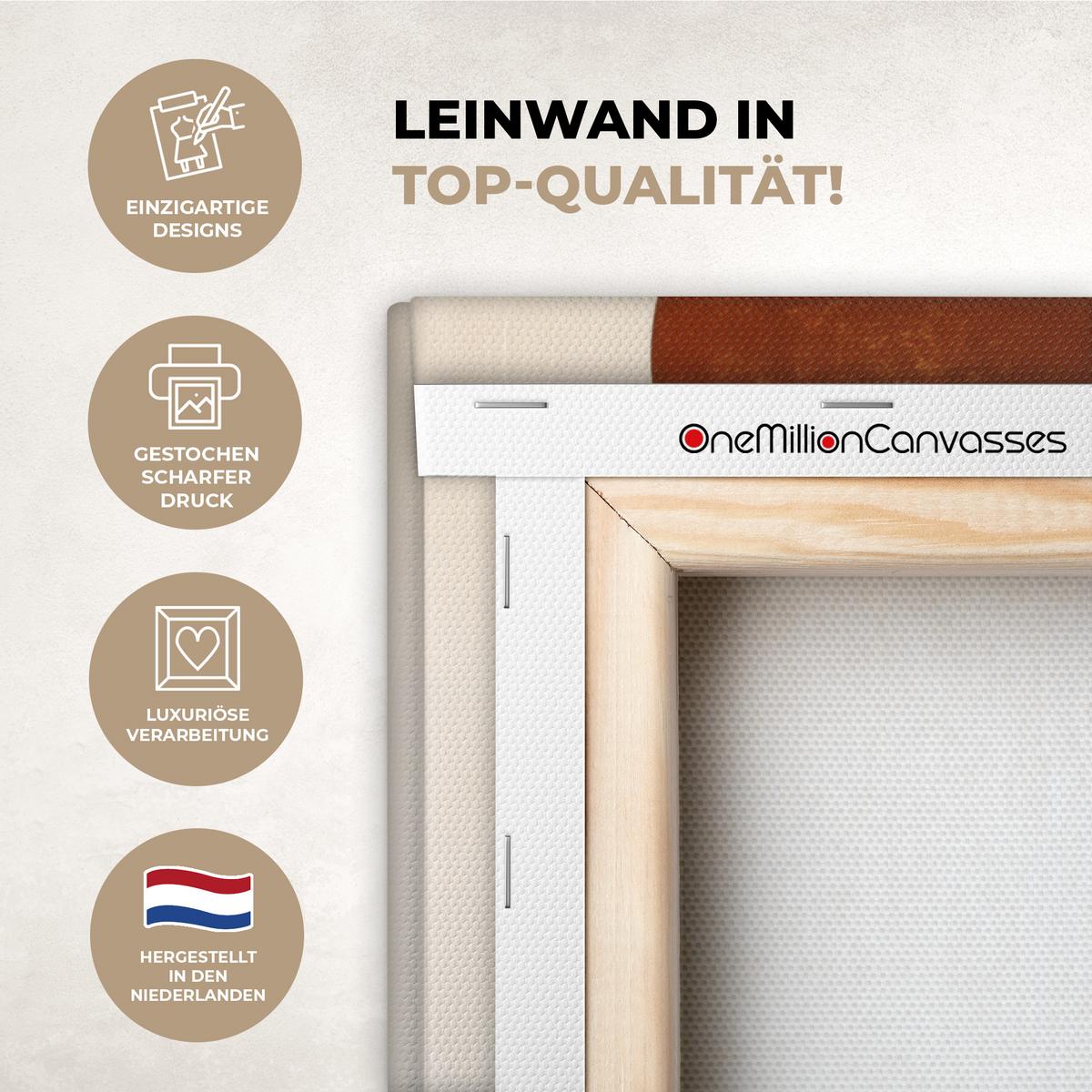 LEINWANDBILD Formen - Rund - Blätter - Beige Wanddeko 40x60 cm - Rostfarben, Textil (40/60cm) - MuchoWow