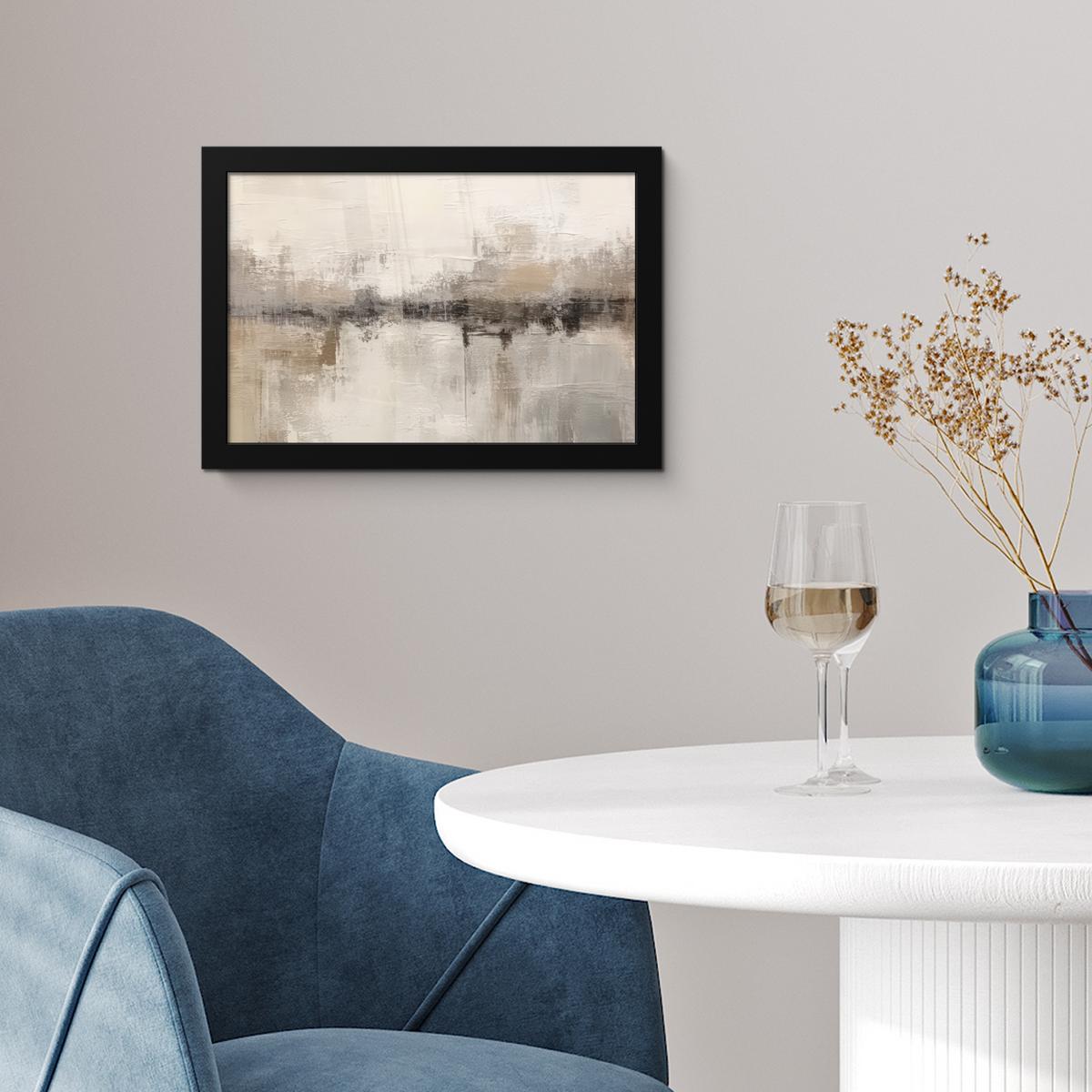 POSTER MIT RAHMENGERAHMTES BILD Moderne Kunst - Abstrakt - Beige 30x20 cm - Beige, Papier (30/20cm) - MuchoWow