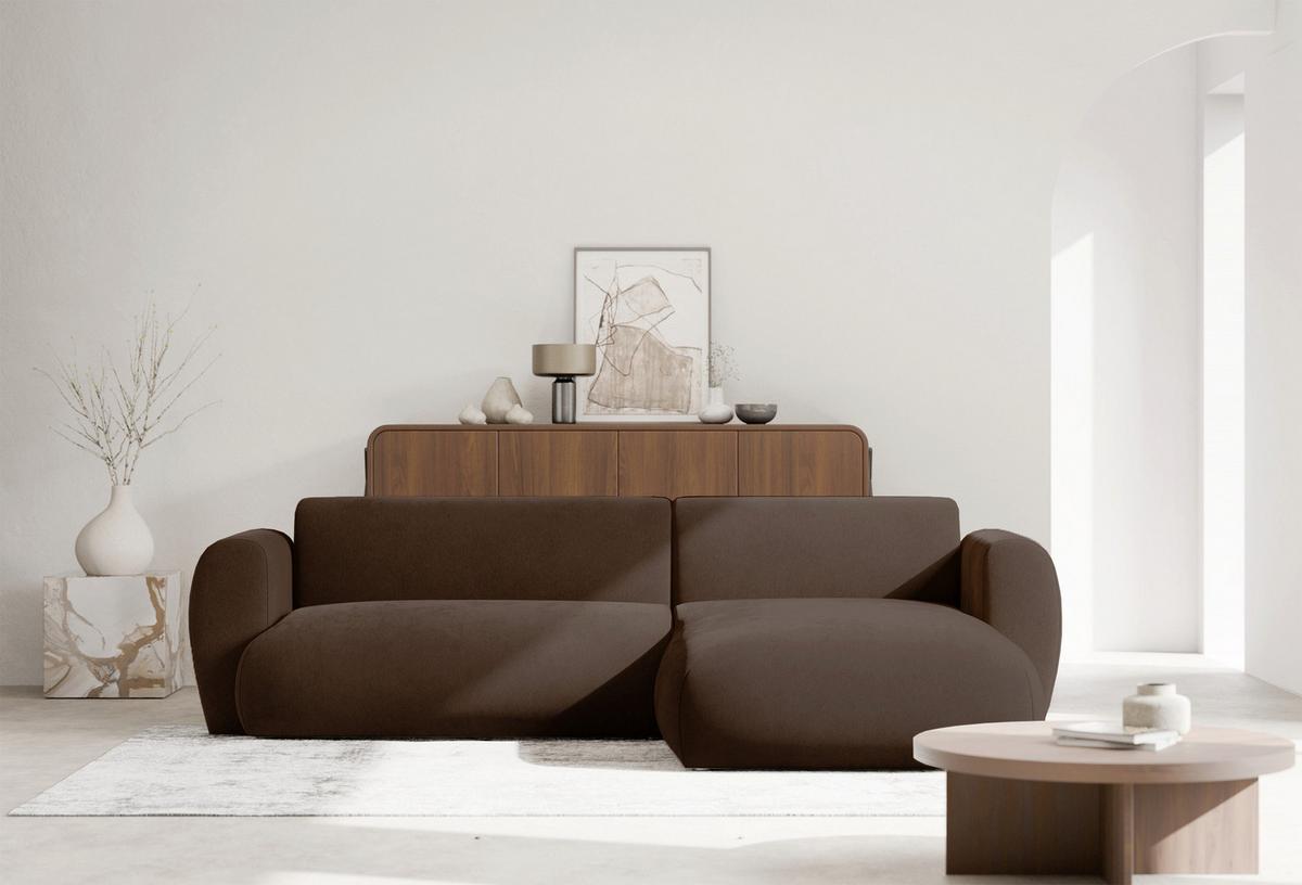 ECKSOFA Emia Braun rechts - Schwarz/Braun, Kunststoff/Textil (156/262cm) - Selsey