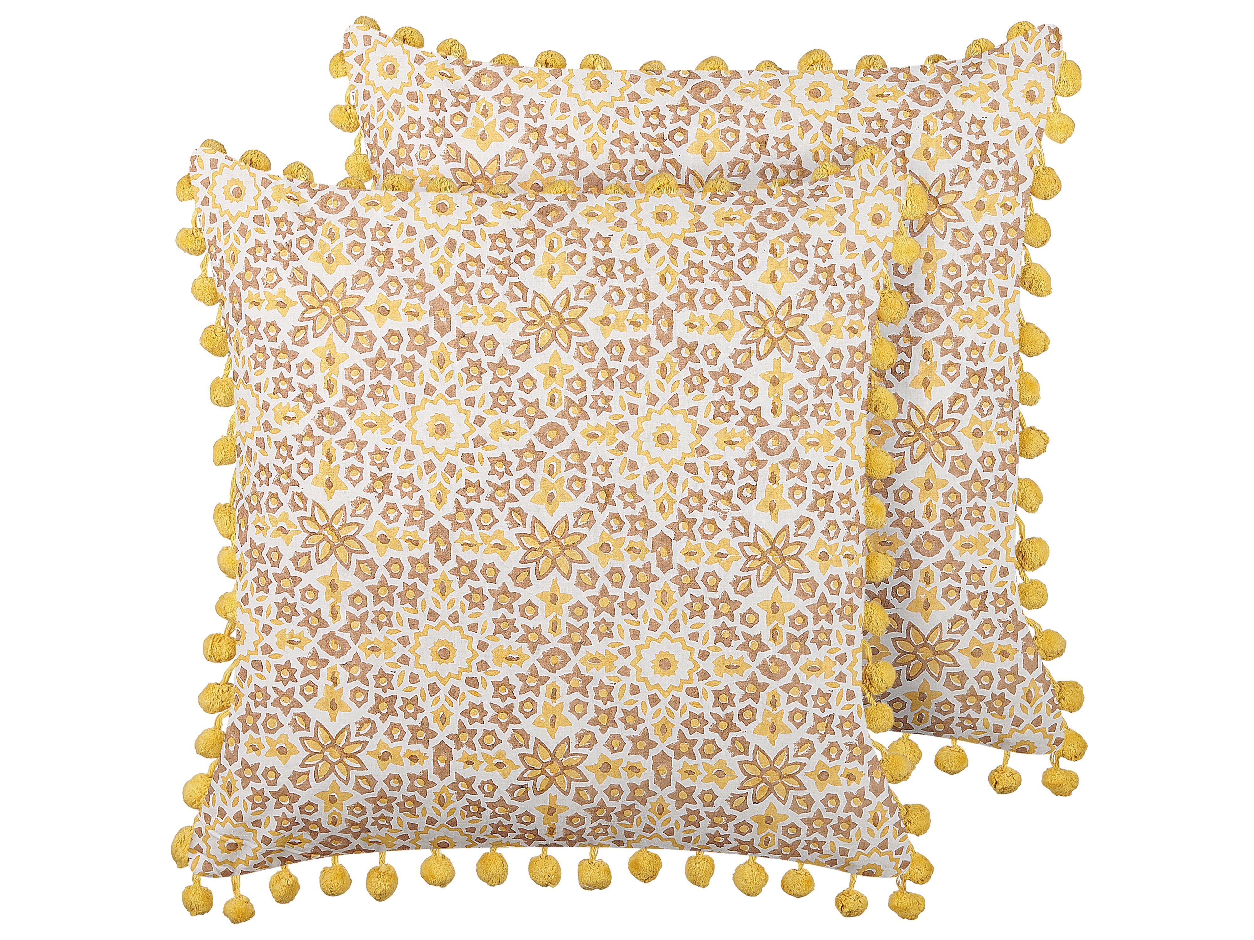 DEKOKISSEN 2er-Set Cremeweiß 45/45 cm Lycrois - Ecru, Naturmaterialien/Textil (45/45cm) - Beliani