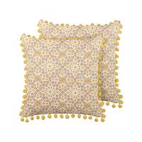 DEKOKISSEN 2er-Set Cremeweiß 45/45 cm Lycrois - Ecru, Naturmaterialien/Textil (45/45cm) - Beliani