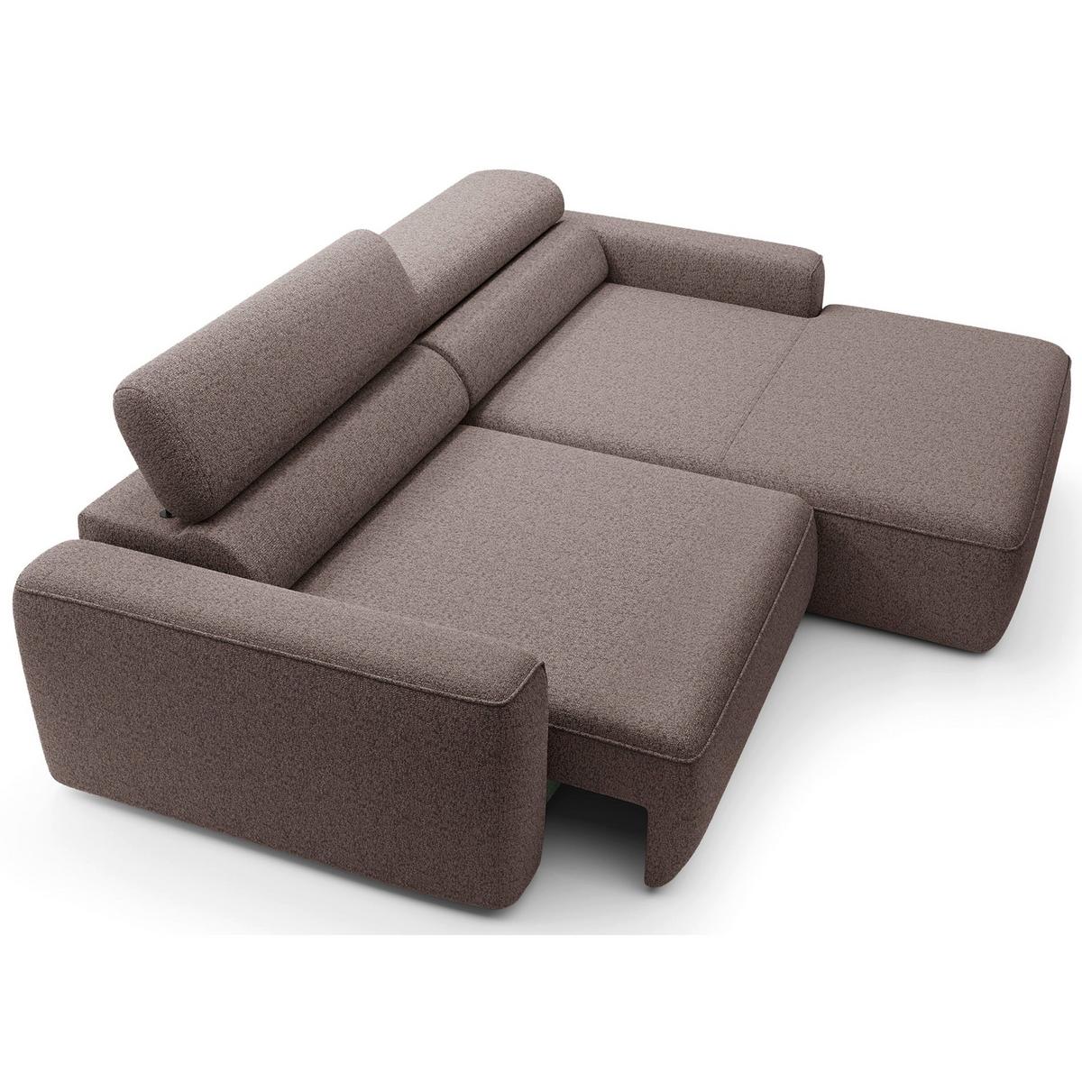ECKSOFA Fando mit Schlaffunktion, L-Form, 4-Sitzer 252 cm, rechts Flechtstoff Hellbraun - Hellbraun/Schwarz, Kunststoff/Textil (182/252cm) - Selsey
