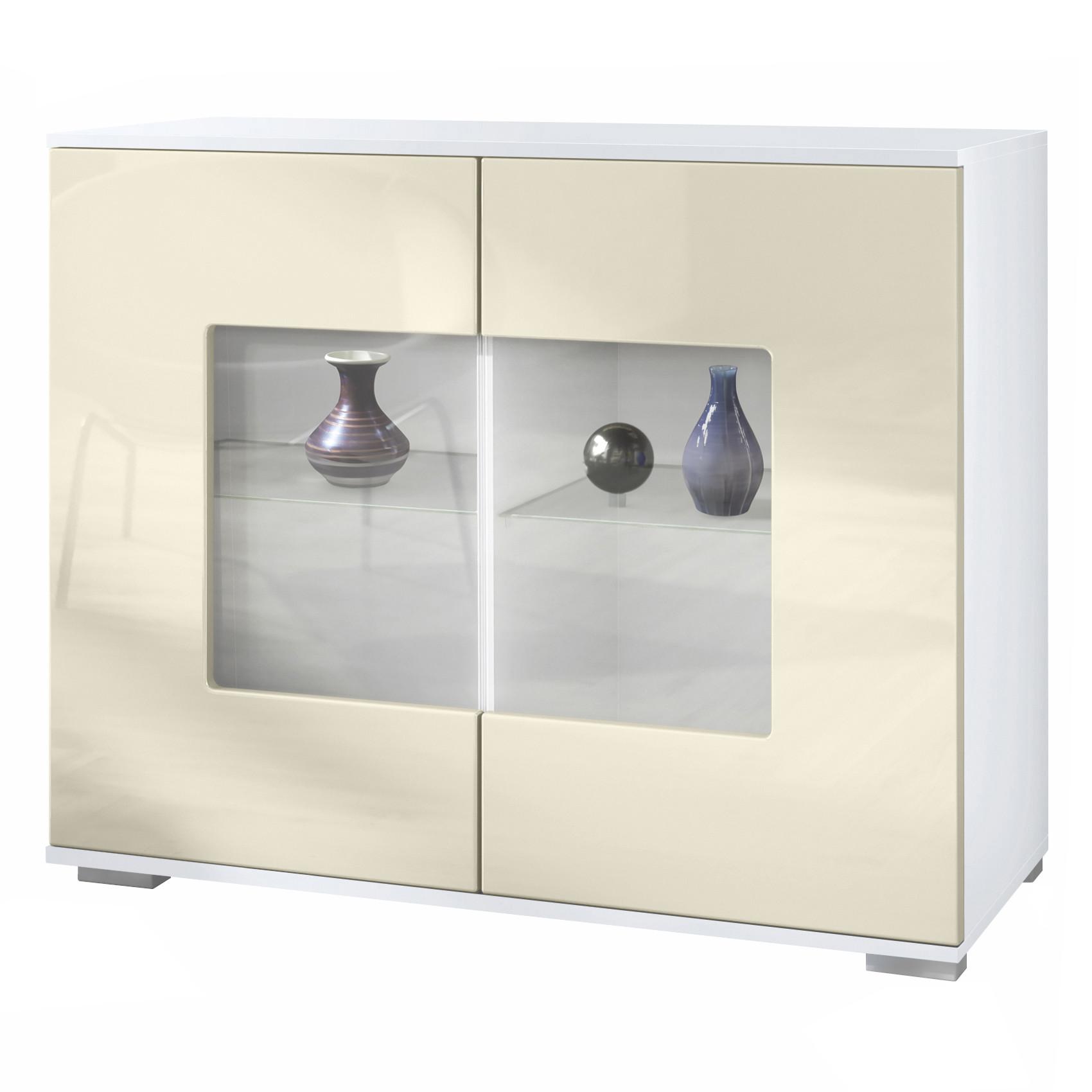 KOMMODE Grömitz Creme Hochglanz - Creme, Holzwerkstoff (92.5/75.5/35cm) - Vladon