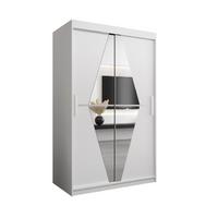 SCHWEBETÜRENSCHRANK 200/120/62 2-türig - Silberfarben/Weiß, Holz/Kunststoff (120/200/62cm) - MÖBEL KRYSPOL