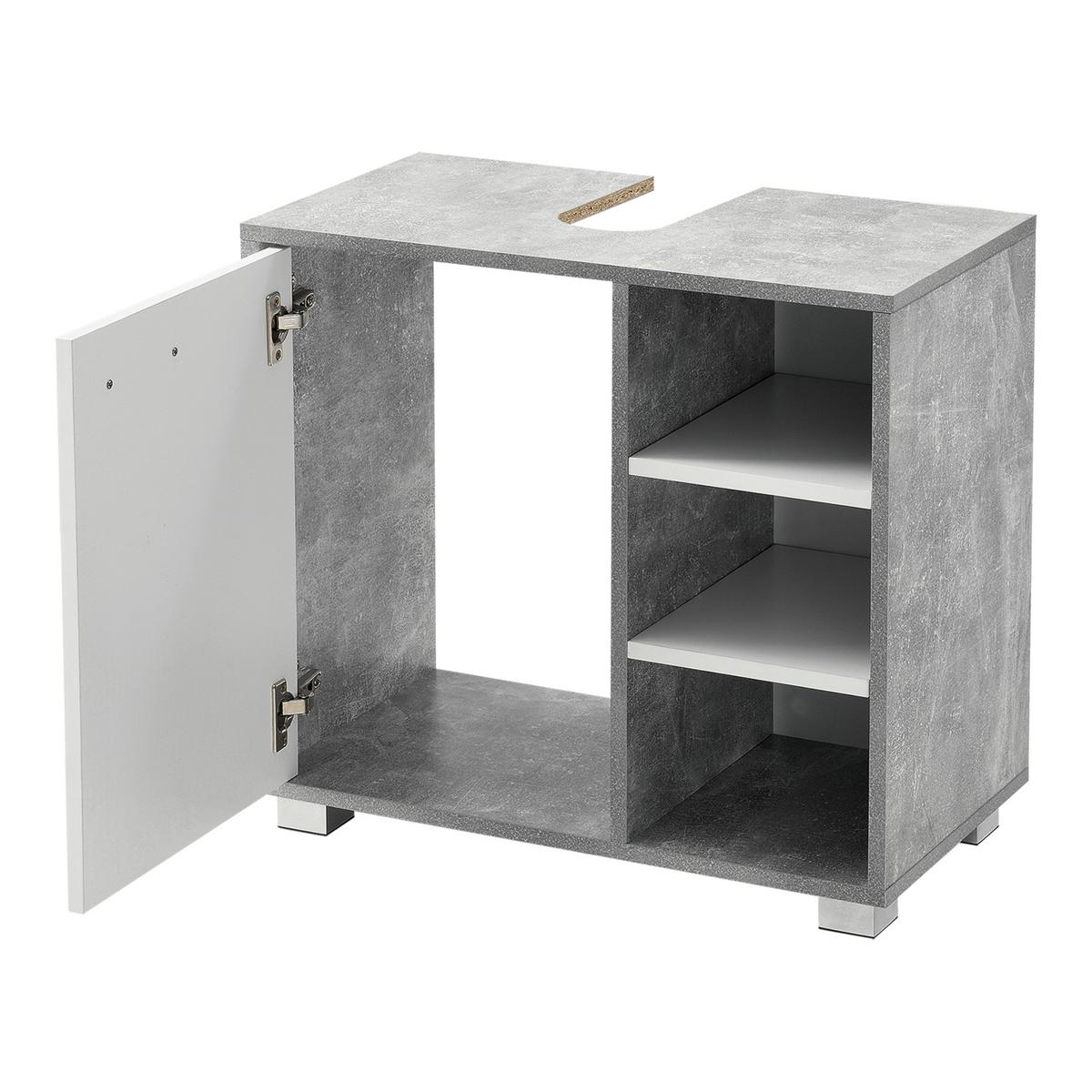 WASCHBECKENUNTERSCHRANK Narvik - Weiß/Grau, Holzwerkstoff (60/55.6/31cm) - [en.casa]