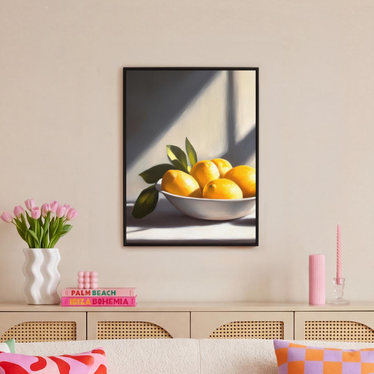 LEINWAND Bilder mit Rahmen - Zitronen - Stilleben - Gelb - 50x70 - Gelb, Textil (50/70cm) - MuchoWow