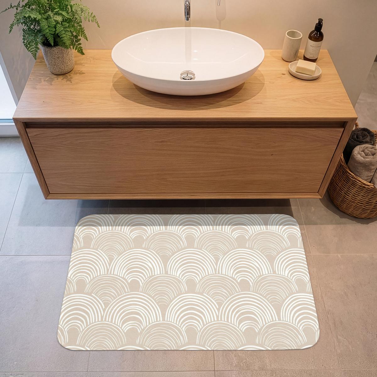 BADEMATTE Wellen - Textur - Beige 90x60 cm - Kaschmir, Textil (90/60cm) - OnlyWow