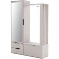 GARDEROBENSCHRANK Lorenzo mit Spiegel und 2 Schubladen, Sandbeige - Sandfarben, Holzwerkstoff (140/200/42.5cm) - Beautysofa