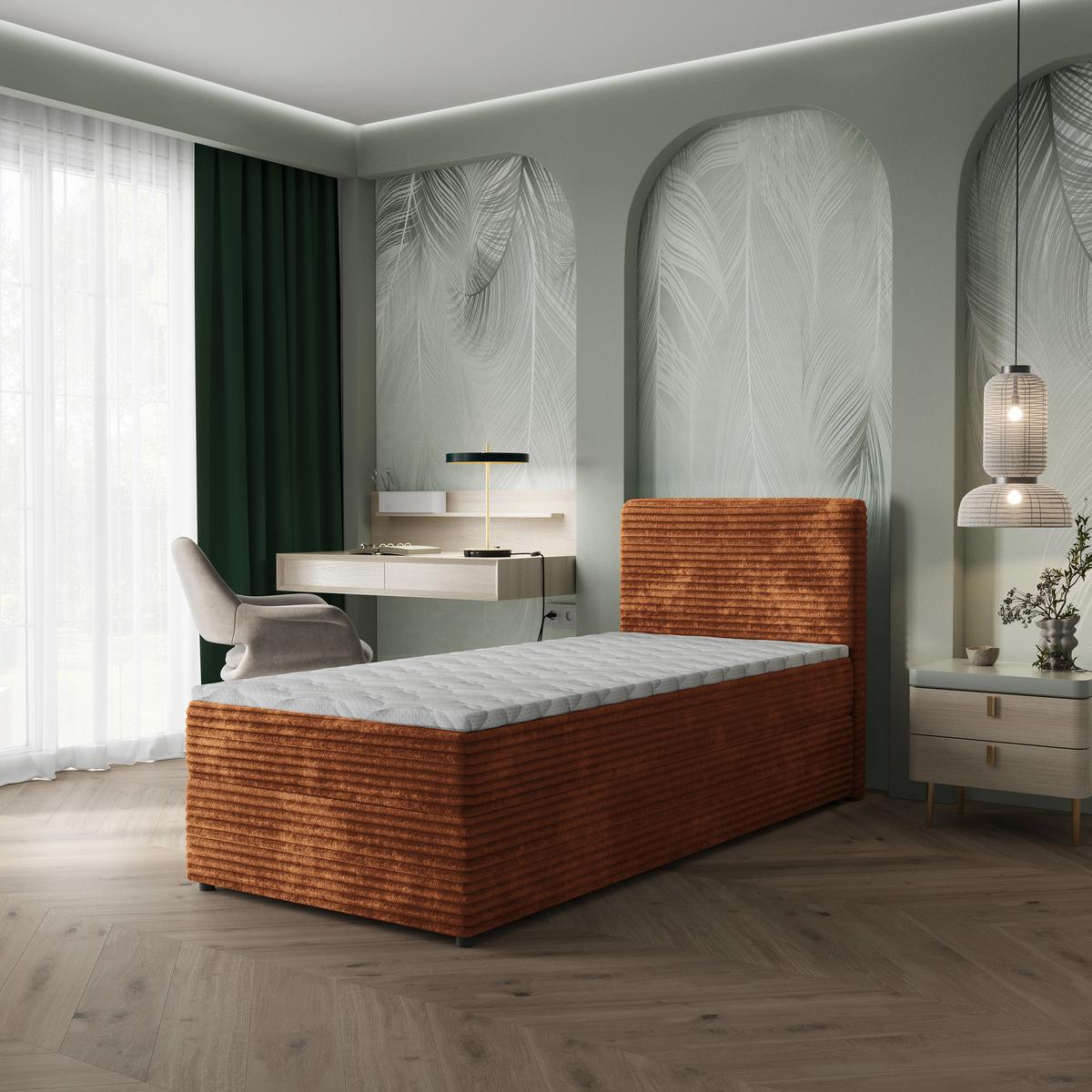 BOXBETT PISA 90 90x200 cm mit Matratze und Topper, H2+H3 - Braun - Braun, Holz (90/200cm) - MASSENO