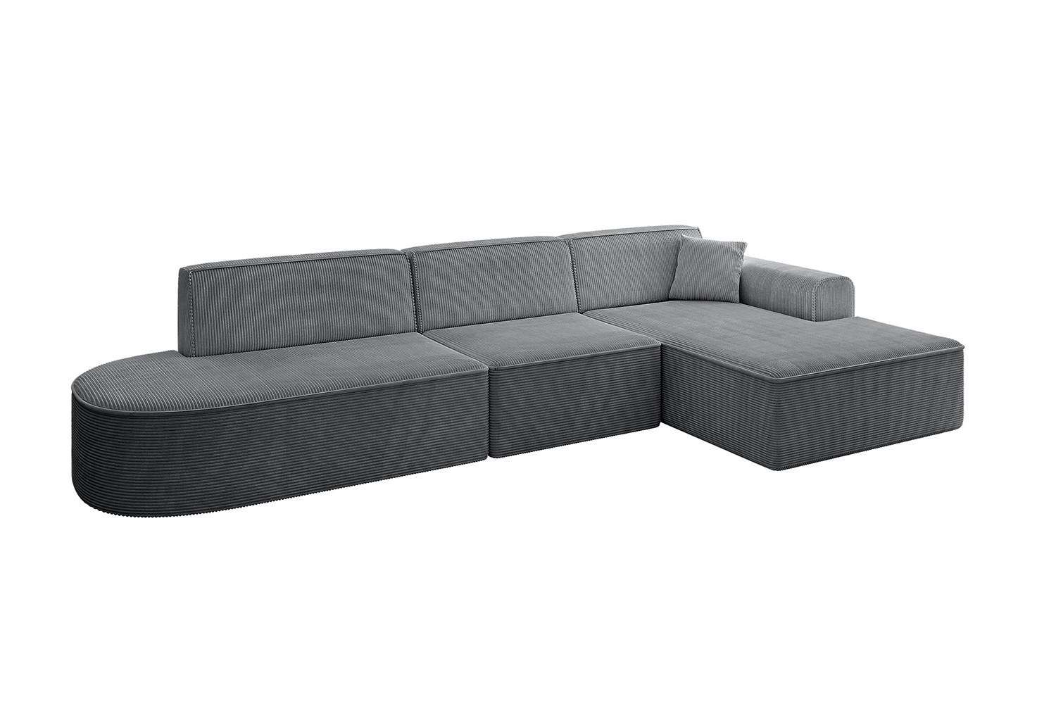ECKSOFA Ottomane Rechts IREA-L2-v3 - 327x165x77 cm Duneklgrau - Dunkelgrau, Holzwerkstoff/Textil (327/165cm) - ALTDECOR