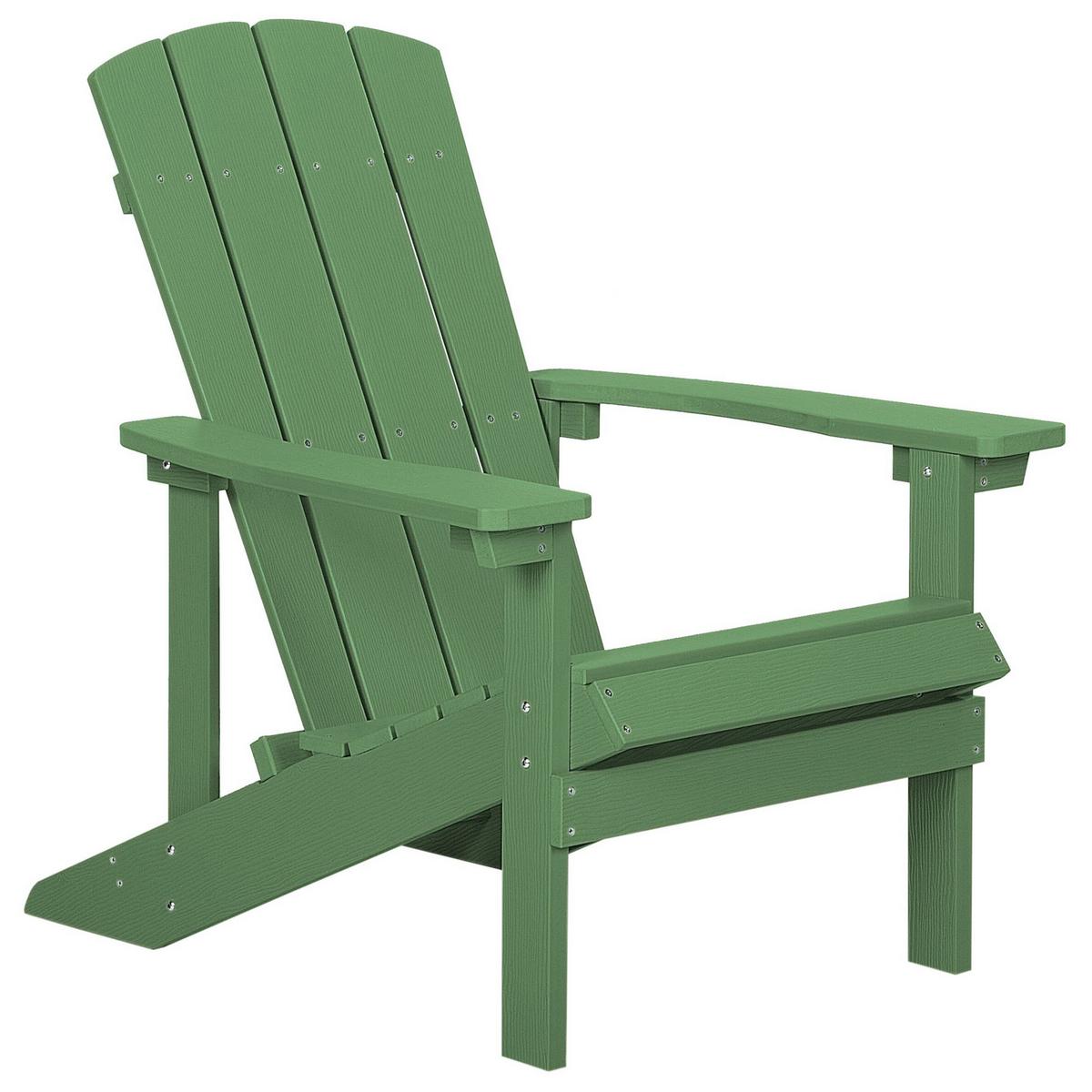 GARTENSTUHL mit Fußhocker Kunstholz grün Adirondack - Grün, Kunststoff (75/88/88cm) - Beliani