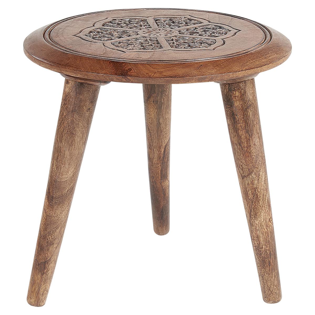 BEISTELLTISCH 2er-Set Mangoholz dunkelbraun rund Turua - Dunkelbraun, Holz (38/36/38cm) - Beliani