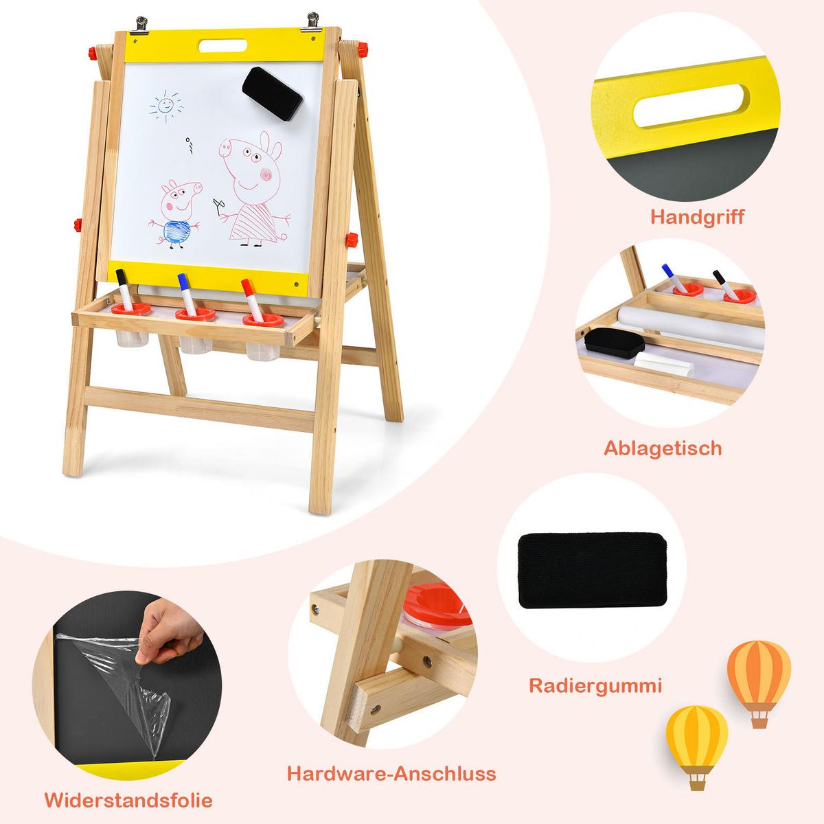 KINDERSTAFFELEI Gelb - Gelb, Holz (53.5/104/50.5cm) - COSTWAY