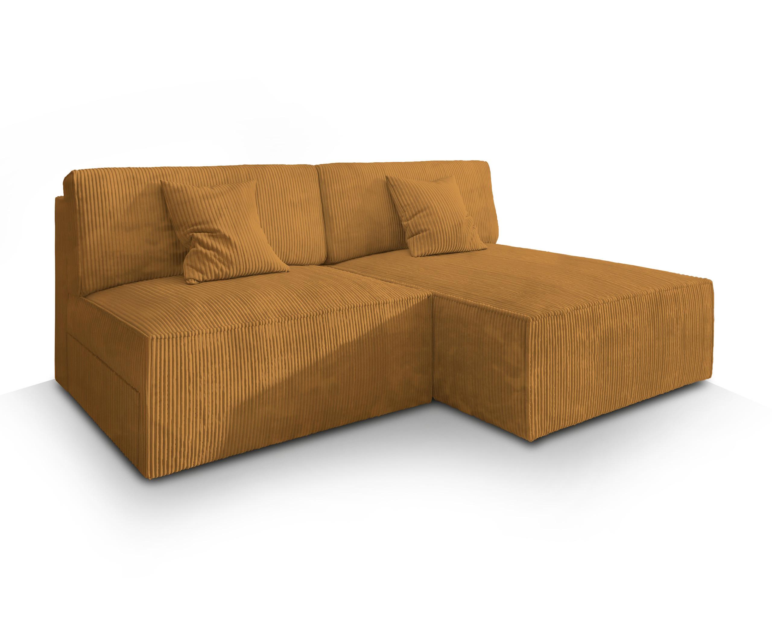 ECKSOFA FIORO P Gelb Kordstoff mit Schlaffunktion - Gelb/Grau, Holz/Kunststoff (204/148cm) - MASSENO