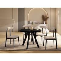 ESSTISCH Avero Black runder ausziehbarer, Schwarz 100-200/100/77 cm - Schwarz, Holz/Holzwerkstoff (100/200/77cm) - WFL GROUP