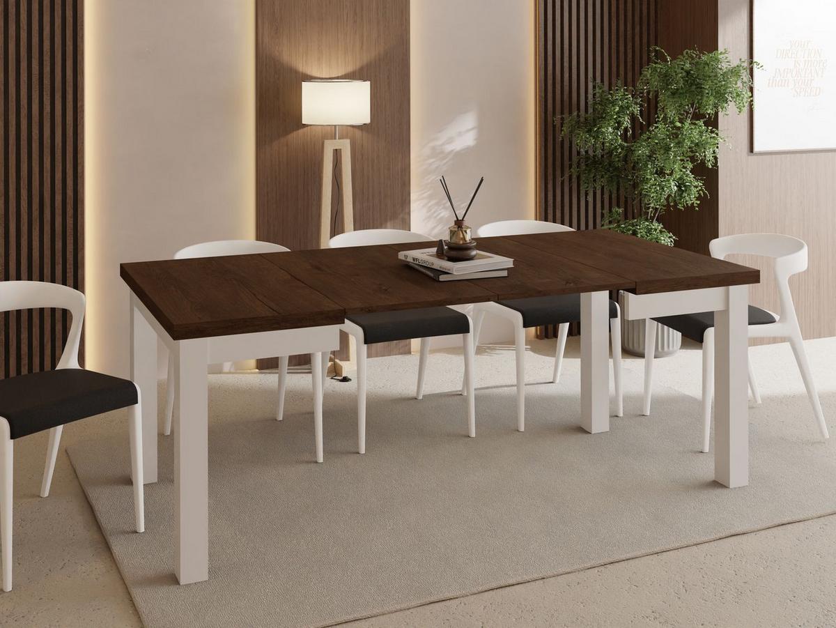ESSTISCH Toren Weiß ausziehbar verlängerbar quadratisch, Eiche Braun Rustikal 90-190/90/76.5 cm - Alteiche/Weiß, Holz/Holzwerkstoff (90/190/76.5cm) - WFL GROUP
