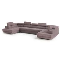 WOHNLANDSCHAFT ISOLANO Lila Velours-Stoff mit Schlaffunktion - Lila, Holz (408/90/202cm) - MASSENO