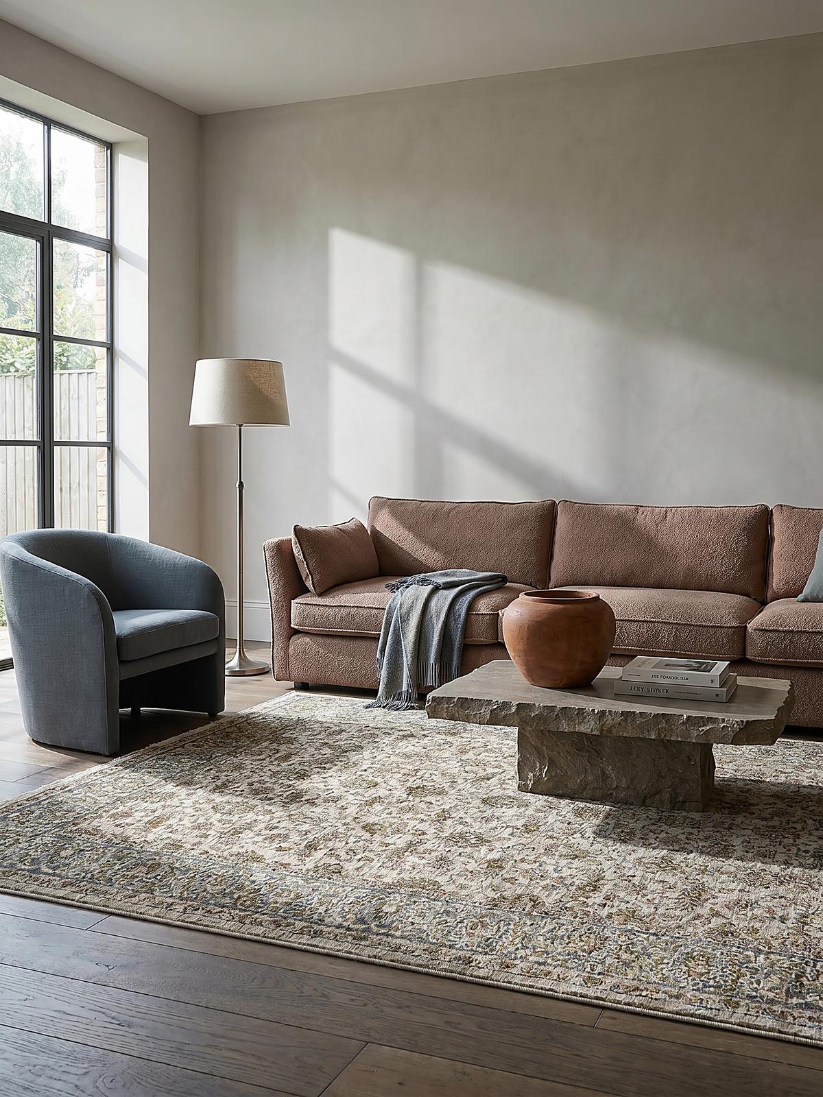 TEPPICH ADUR, im Vintage-Stil, Erdtöne-Grün, 200 x 300 cm - Grün, Textil (300/200cm) - KADIMA DESIGN