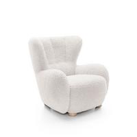 SESSEL MIST, Polstersessel Klassisch Loungesessel, Bucle-Stoff Weiß - Weiß, Holz/Holzwerkstoff (88/91/100cm) - MASSENO