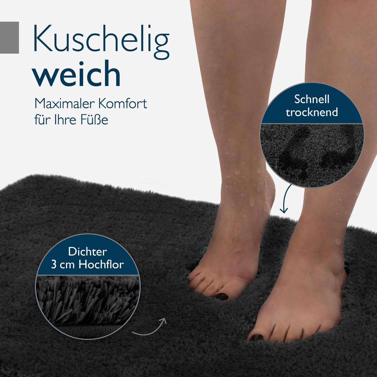 VORLEGER MATTE BeauMare FL 50/80cm Schwarz - Schwarz, Textil (50/80cm) - Beautissu 