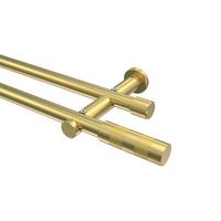 GARDINENSTANGE Platon Mavell 520 cm (geteilt in 4 x 130 cm), 2-läufig (ohne Ringe), 20 mm Ø Messing-Optik - Messingfarben/Goldfarben, Metall (520cm) - INTERDECO