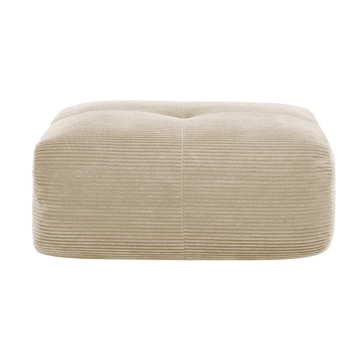 HOCKER OTTOMAN in Premium-Cord Montagefrei & Rutschfest - Beige, Textil (92/44/75cm) - Urban Meuble