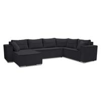 WOHNLANDSCHAFT Lovere U Schwarz 314/217/90 cm – mit Schlaffunktion und Bettkasten - Silberfarben/Schwarz, Textil/Metall (314/90/217cm) - AX Living