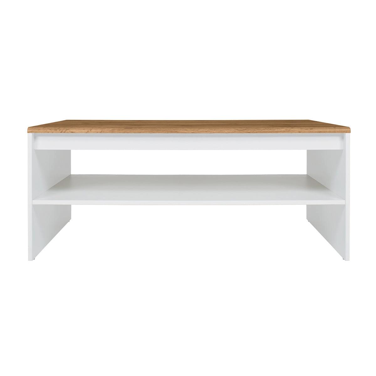 COUCHTISCH Hella Weiß und Holz - Weiß, Holzwerkstoff (65/110/46cm) - Petits-meubles