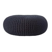 STRICK-POUF schwarz, Bodenkissen rund 70/70/23 cm - Schwarz, Textil (70/23/70cm) - Homescapes