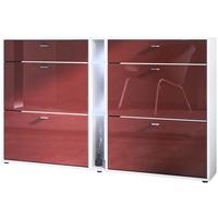 SCHUHSCHRANK Today Fronten in Bordeaux Hochglanz - Bordeaux, Holzwerkstoff (155.5/95/28cm) - Vladon