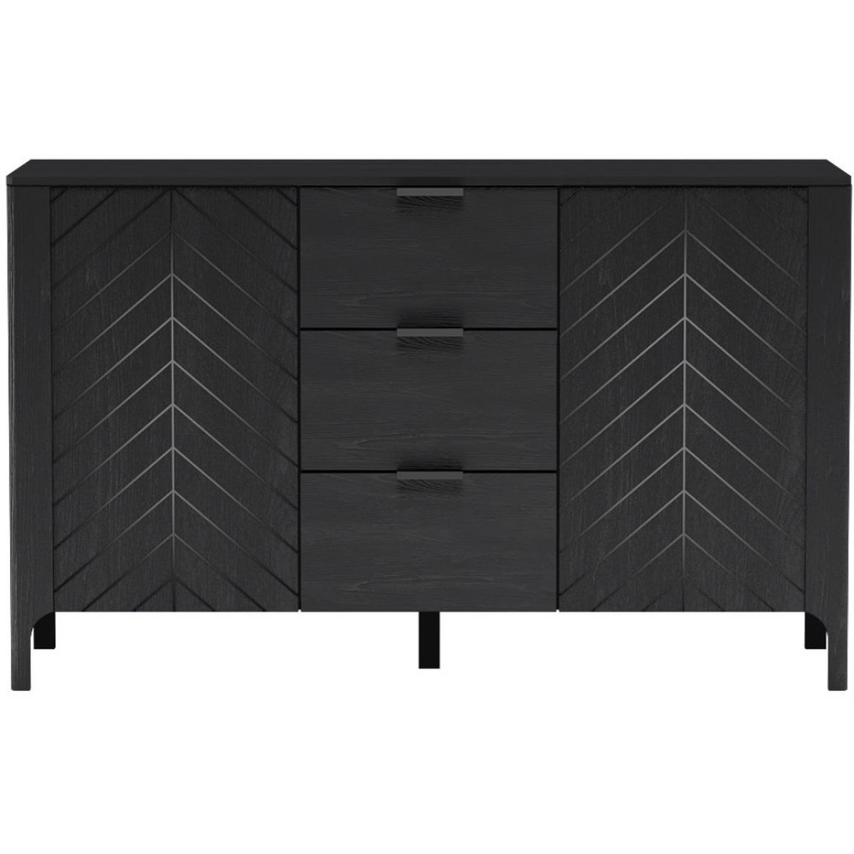 SIDEBOARD Lume mit 3 Schubladen und 2 Türen, schwarz - Schwarz, Holzwerkstoff/Metall (153/95/40.5cm) - Beautysofa