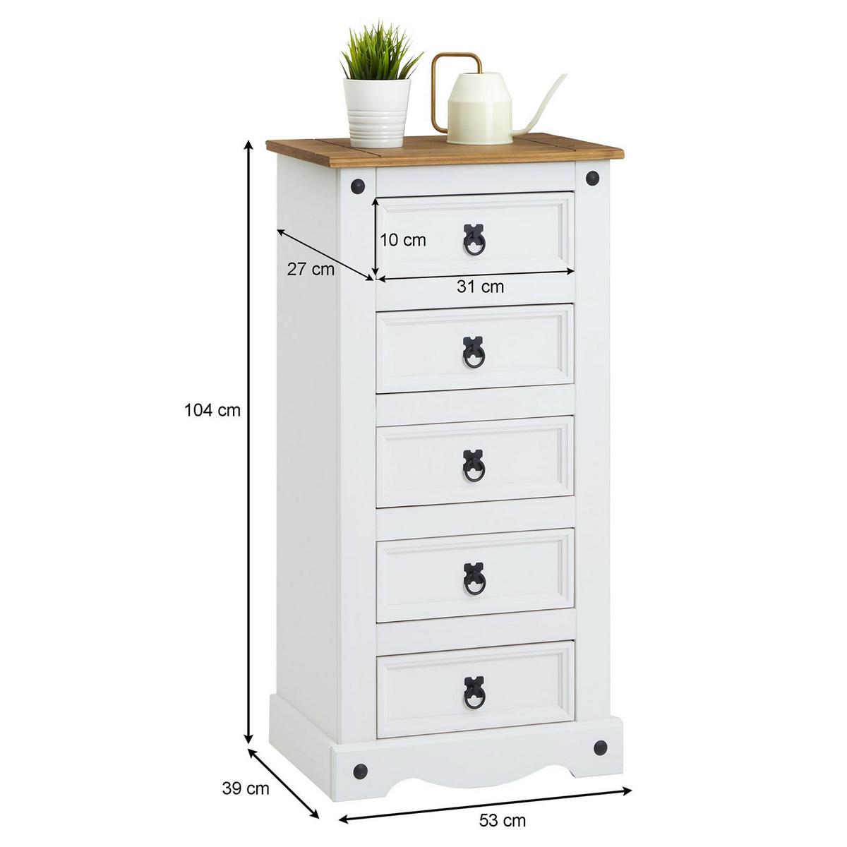 KOMMODE CAMPO weiß/braun - Weiß/Braun, Holz (53/104/39cm) - CARO-Möbel