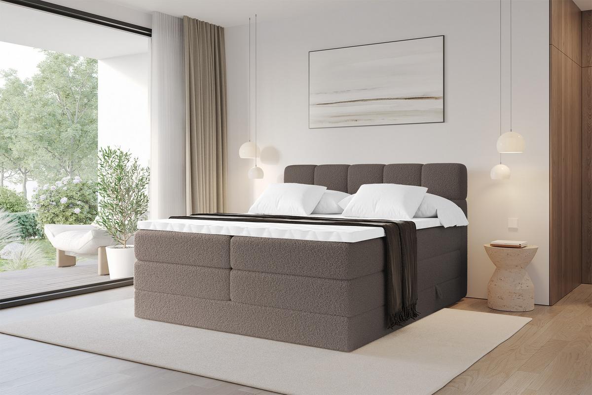 BOXBETT mit Matratze H3/H4 - FAMA KING - 120x200 cm Braun Quelle - Braun, Holzwerkstoff (120/200cm) - ALTDECOR