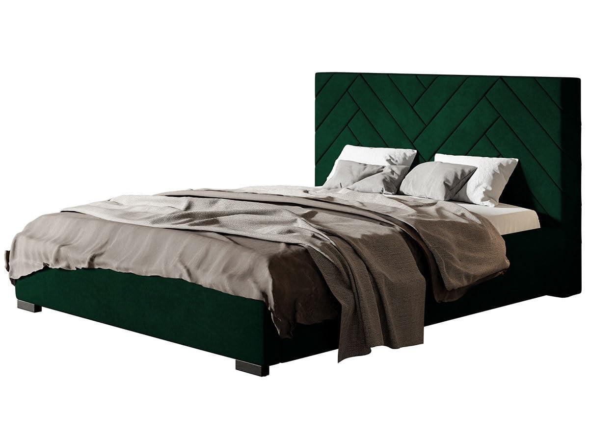 POLSTERBETT Sevilla mit Kopfteil, 120x200 cm, Doppelbett mit Bettkasten und Lattenrost aus Holz, Velourstoff Grün - Grün, Holz/Textil (120/200cm) - Alpi-Möbel