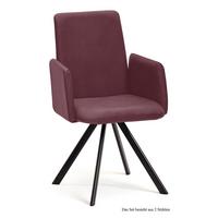 ARMLEHNSTUHL (2er-Set) Daune 52x92x60 Schwarz/Marsala - Brombeere/Schwarz, Kunststoff (60/92/52cm) - 58aufmkessel