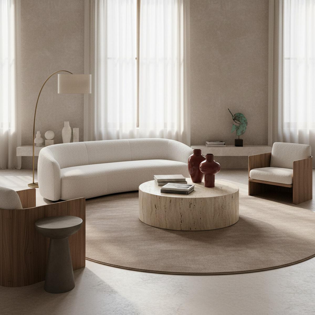 TEPPICH Kurzflor Waschbar LECH in Beige, einfarbig, Ø 160 cm - Beige, Textil (160/160cm) - KADIMA DESIGN