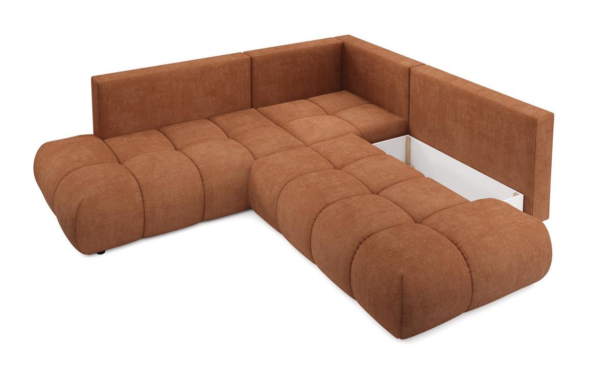 ECKSOFA DUCA II L-S Orange Chenille mit Schlaffunktion - Orange, Holz (266.5/266.5cm) - MASSENO