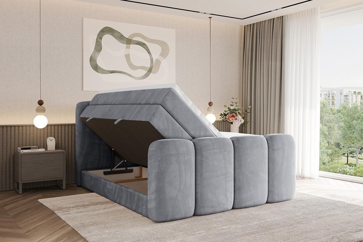BOXBETT mit Matratze H3|H4 und Lattenrost - NINA-Z KING - 140x200 cm Monolith - Hellgrau - Hellgrau, Holzwerkstoff (140/200cm)