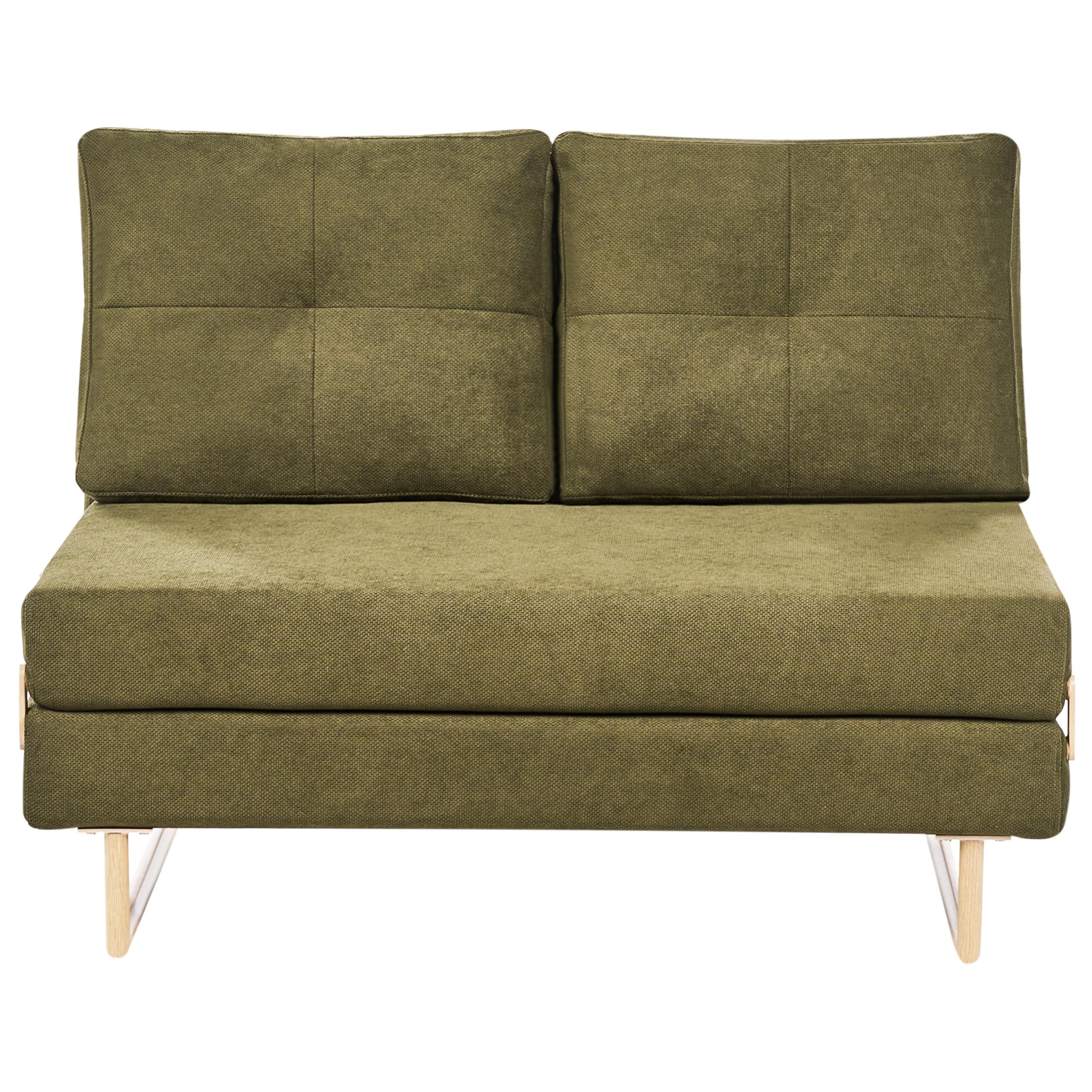 SCHLAFSOFA 2-Sitzer Stoff Grün Jerslev - Hellbraun/Braun, Textil (120/87/84cm) - Beliani
